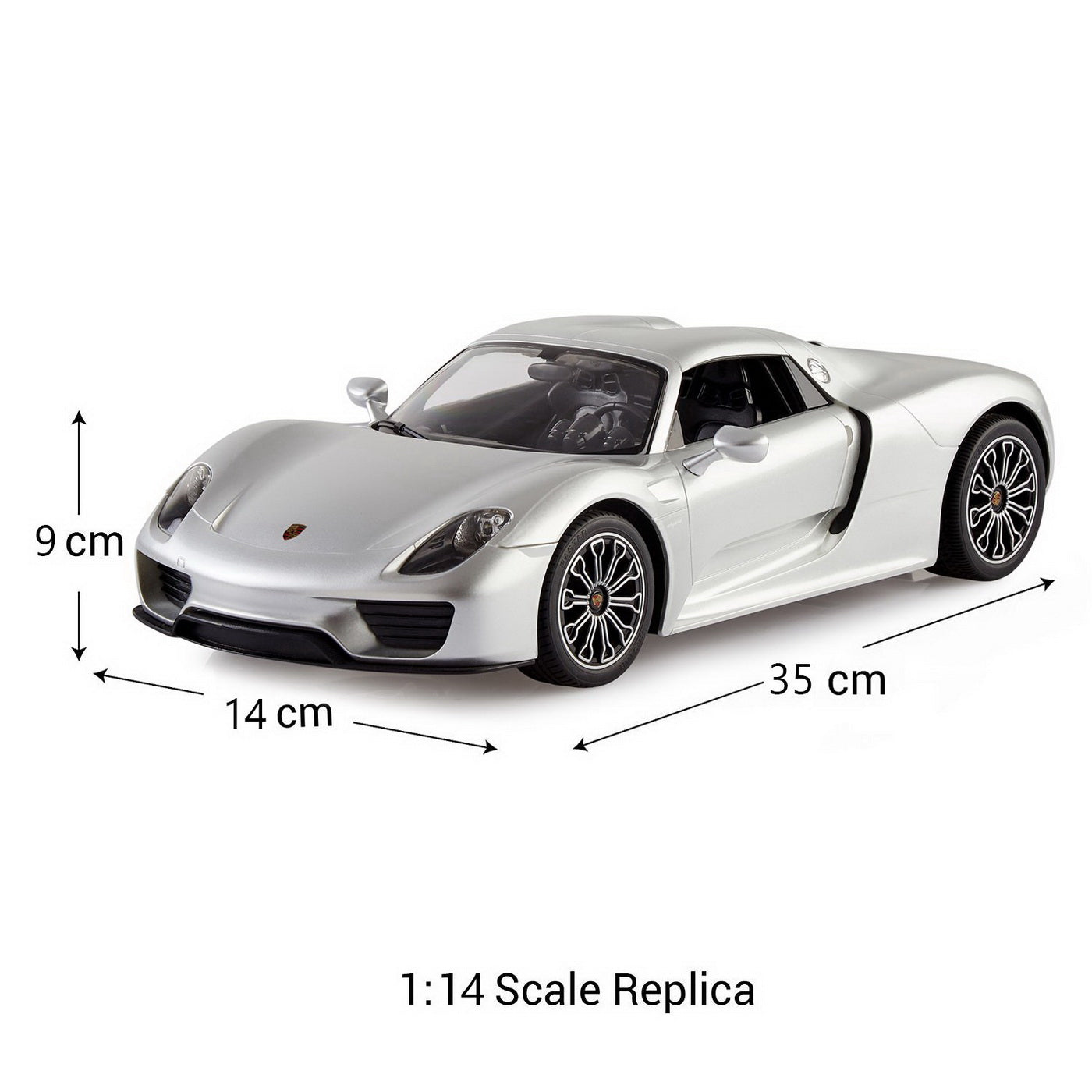 Masina cu telecomanda porsche 918 spyder  argintiu scara 1 la 14