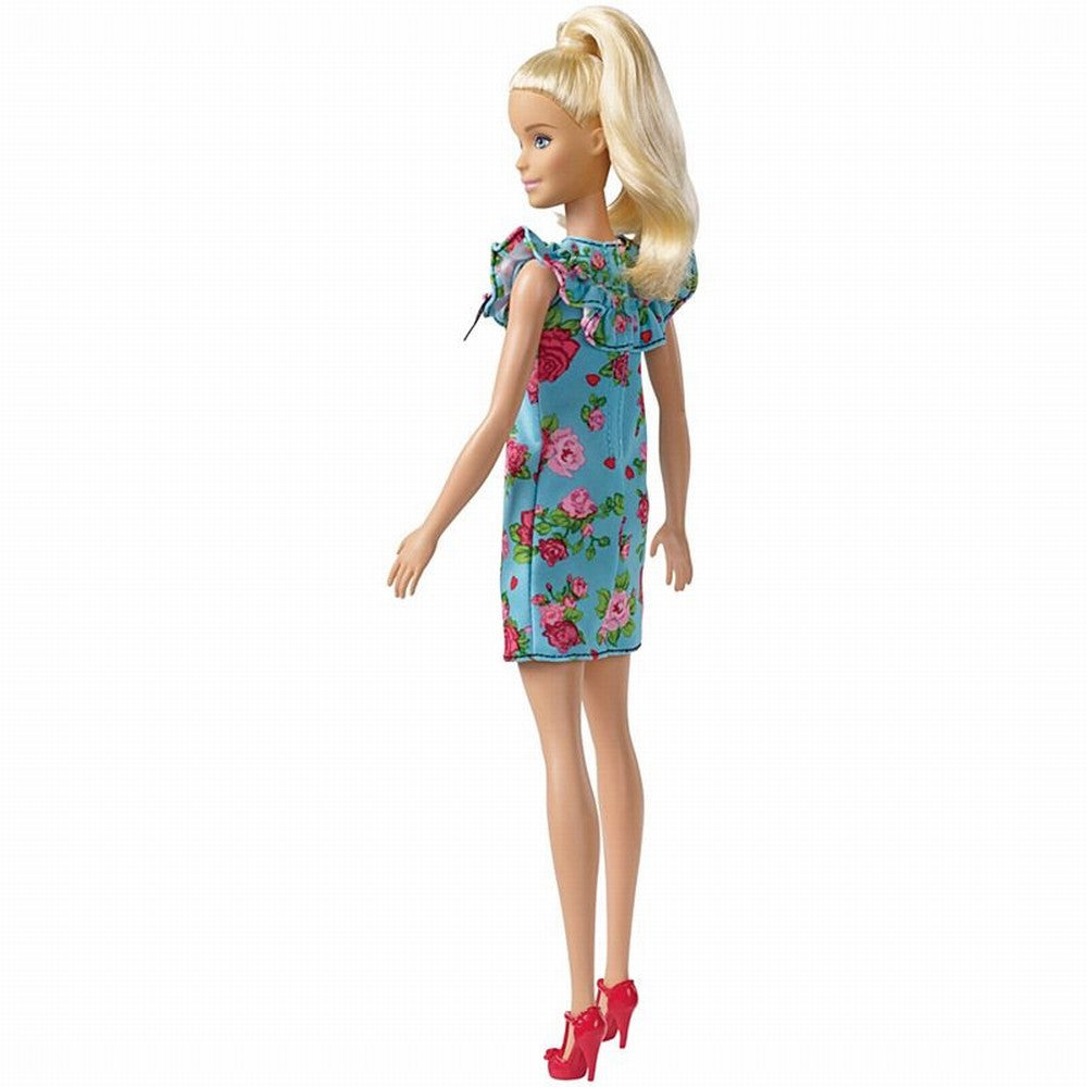 Papusa barbie fashionista cu par blond prins in coada