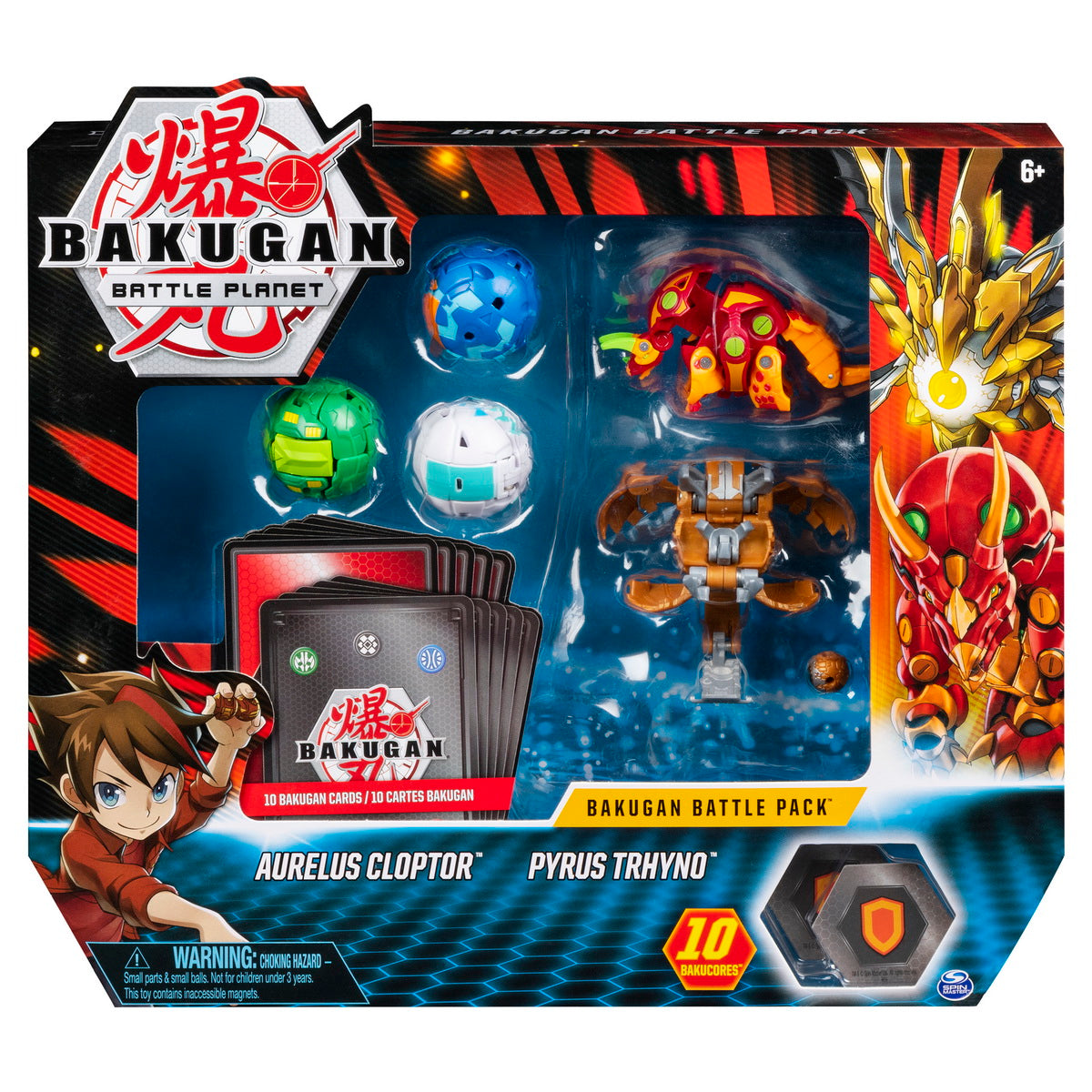 Bakugan set de lupta cu 5 bile aurelus cloptor si pyrus trhyno