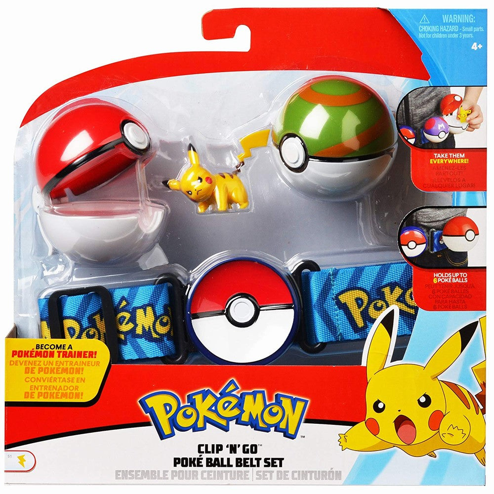 Pokemon set curea cu figurina pikachu si doua bile