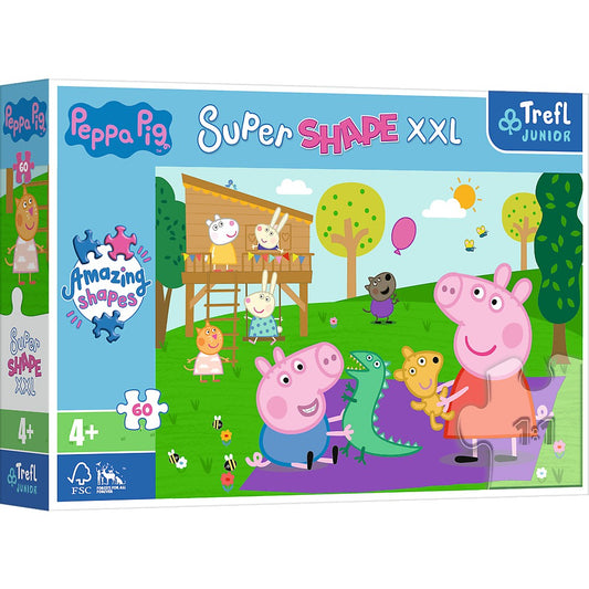 Puzzle trefl primo super shape xxl 60 peppa pig si fratiorul