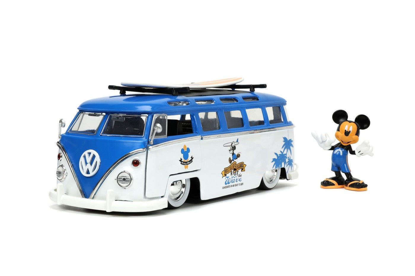 Jada masina din metal volkswagen t1 bus scara 1 la 24 si figurina mickey mouse