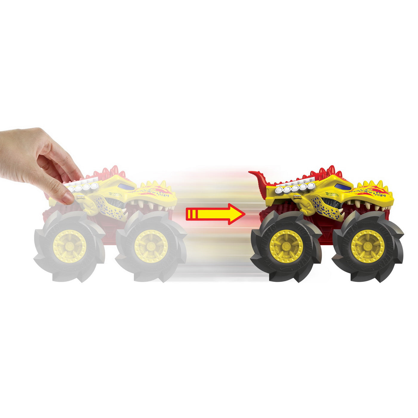 Hot wheels monster truck masinuta twister tredz mega wrex galben scara 1:43