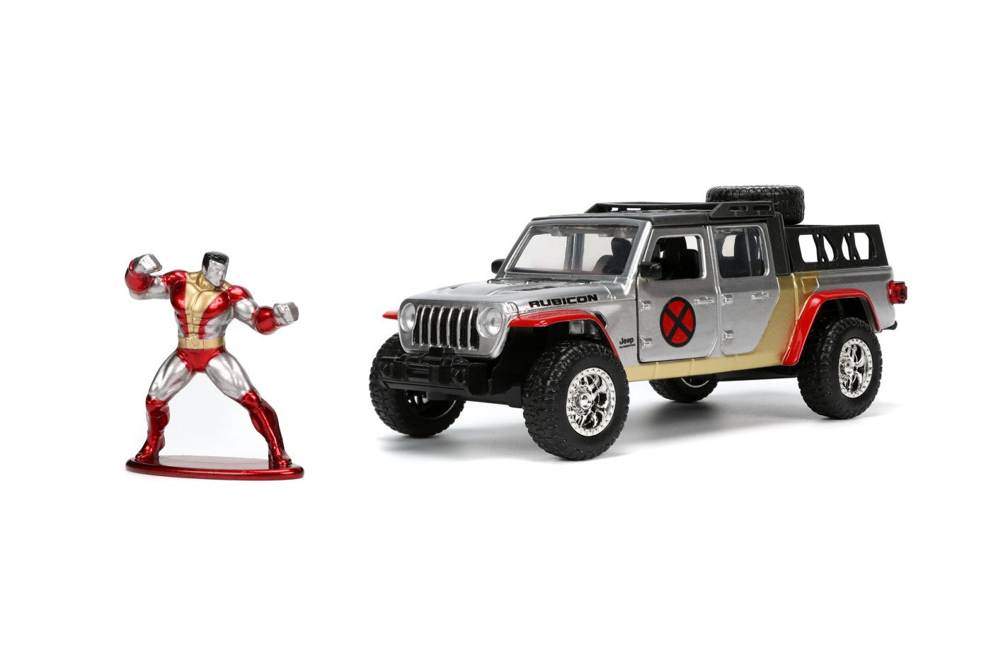 Jada marvel set masinuta metalica jeep gladiator scara 1:32 si figurina din metal colossus