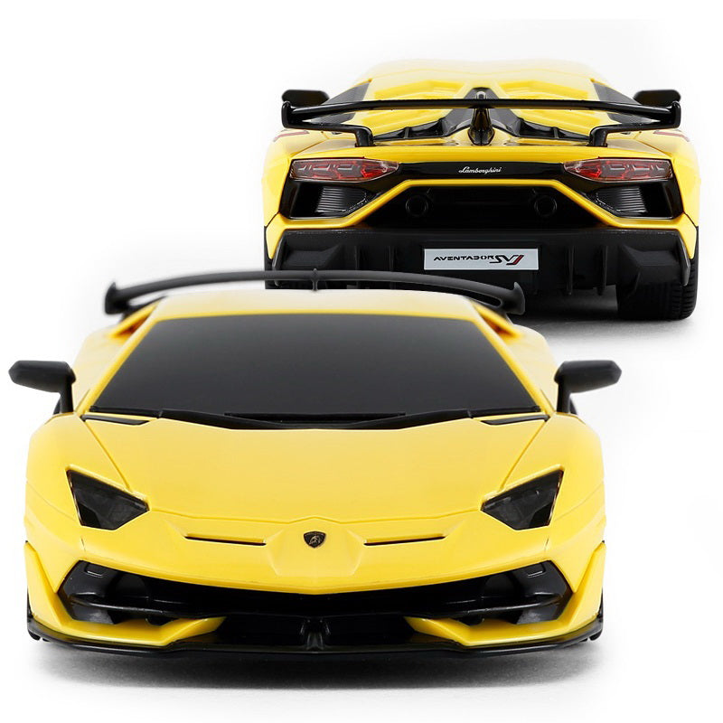 Masina cu telecomanda lamborghini aventador svj galben cu scara 1 la 24