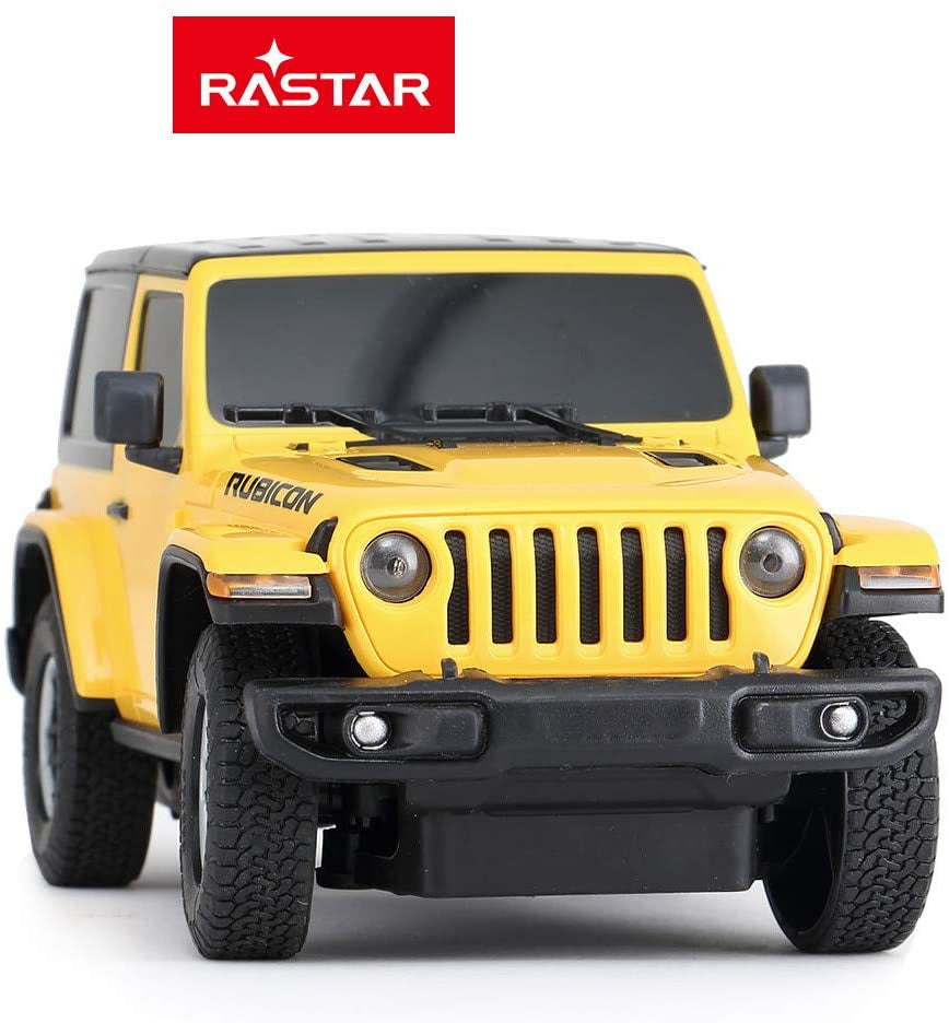 Masina cu telecomanda jeep wrangler rubicon galben cu scara 1 la 24