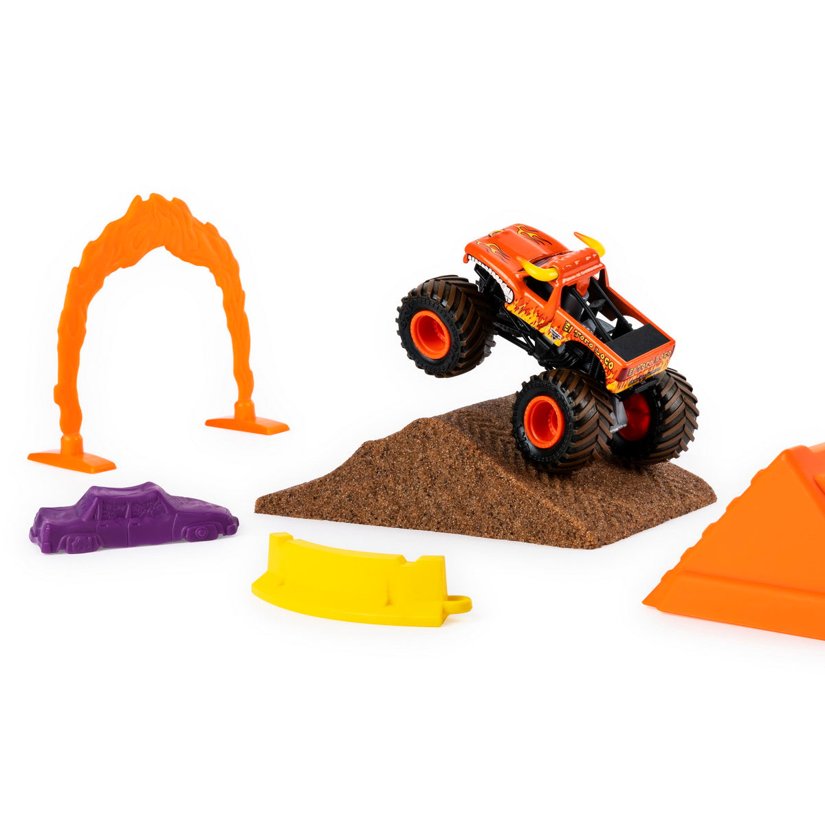 Monster jam set camioneta cu nisip si accesorii el toro loco