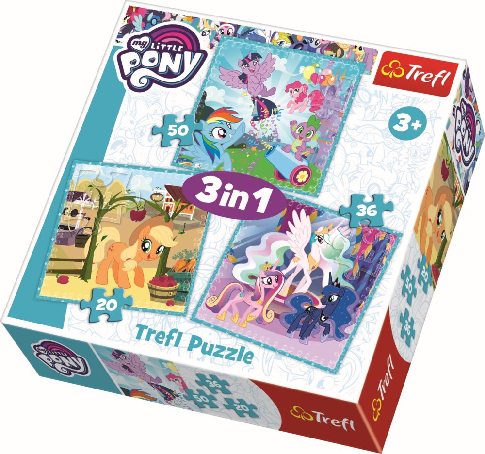 Puzzle trefl 3in1 ponei fericiti