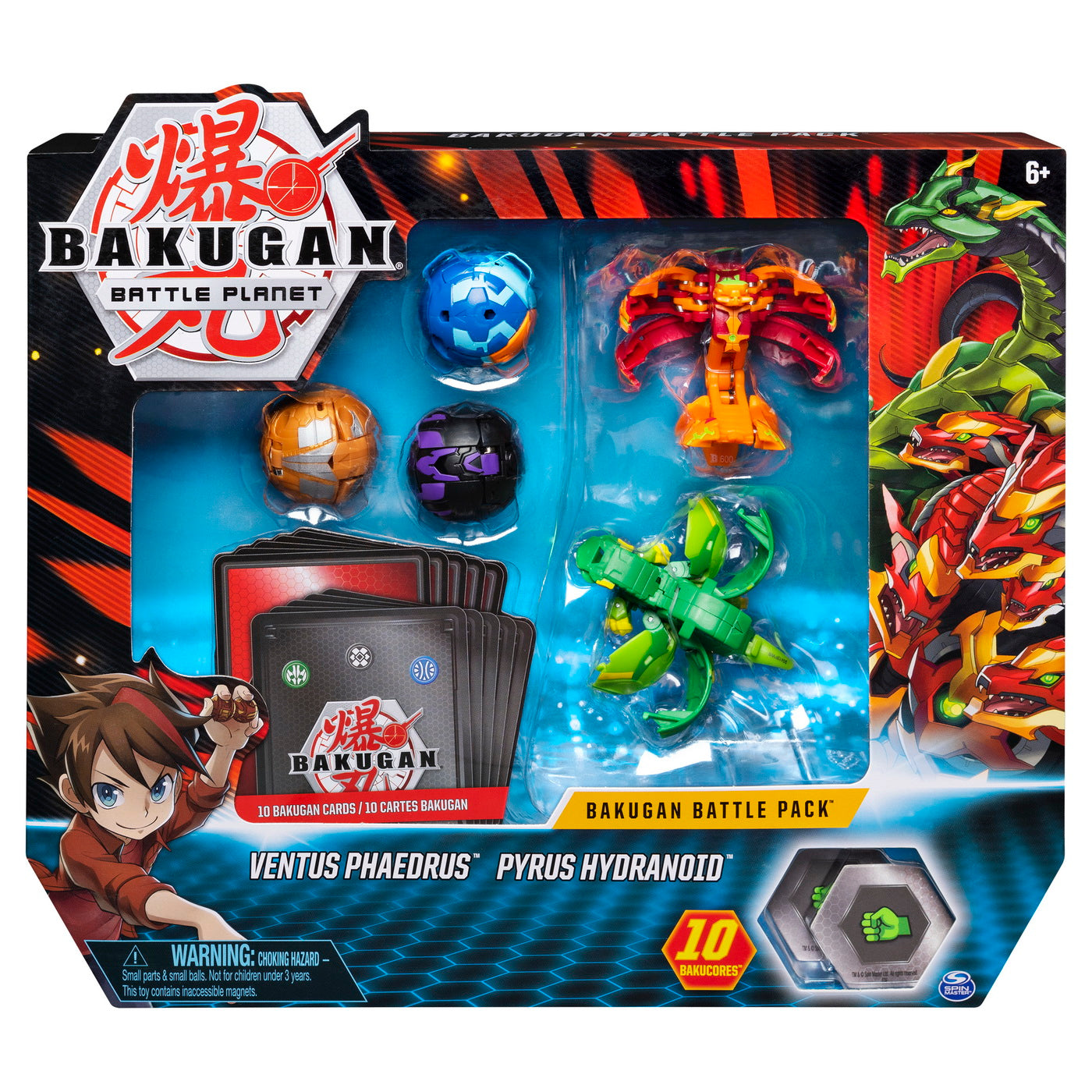 Bakugan set de lupta cu 5 bile ventus phaedrus si pyrus hydranoid