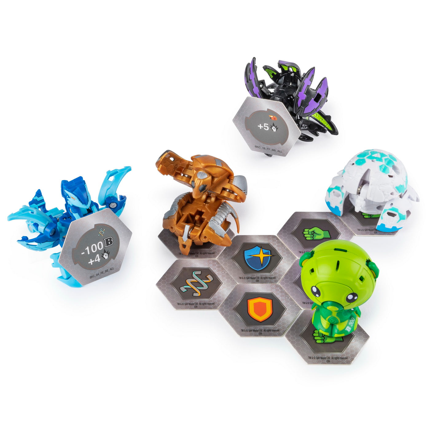 Bakugan set de lupta cu 5 bile aquos nobilious si darkus krakelios