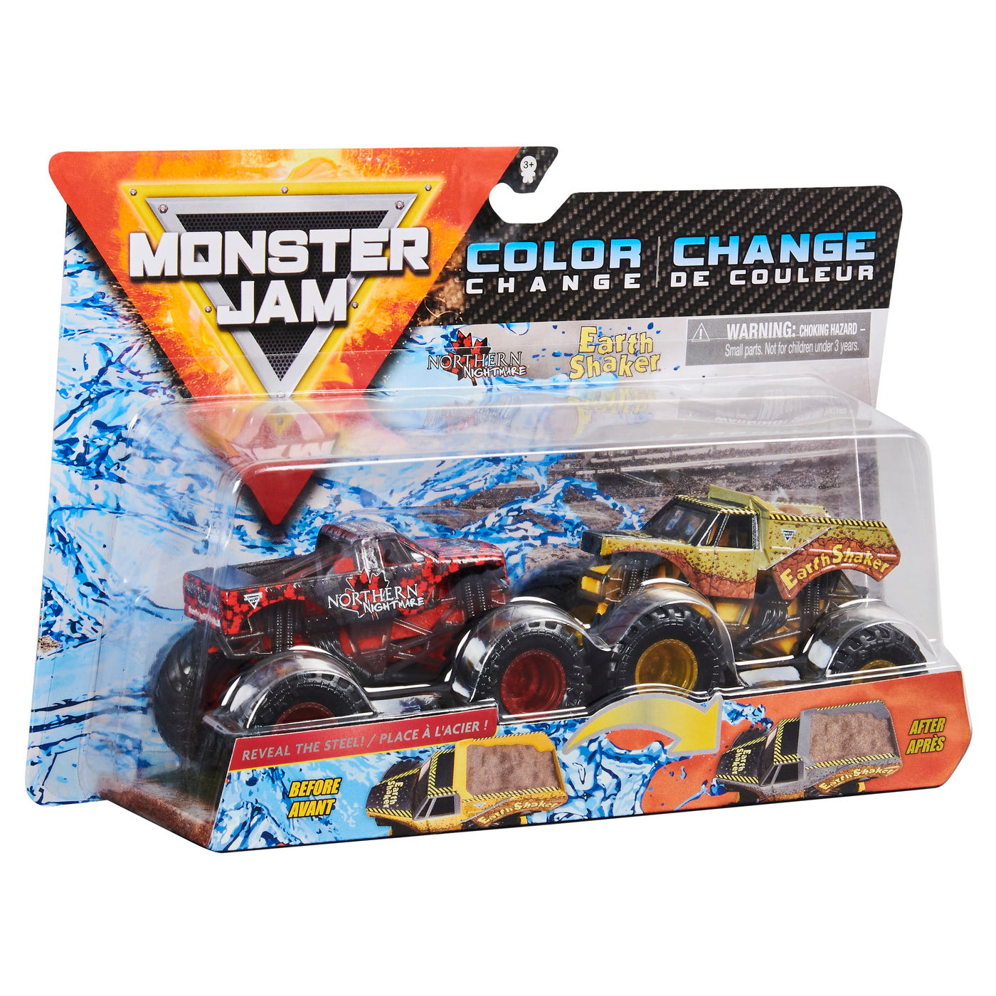 Monster jam set 2 masinute northern nightmare si earth shaker color change