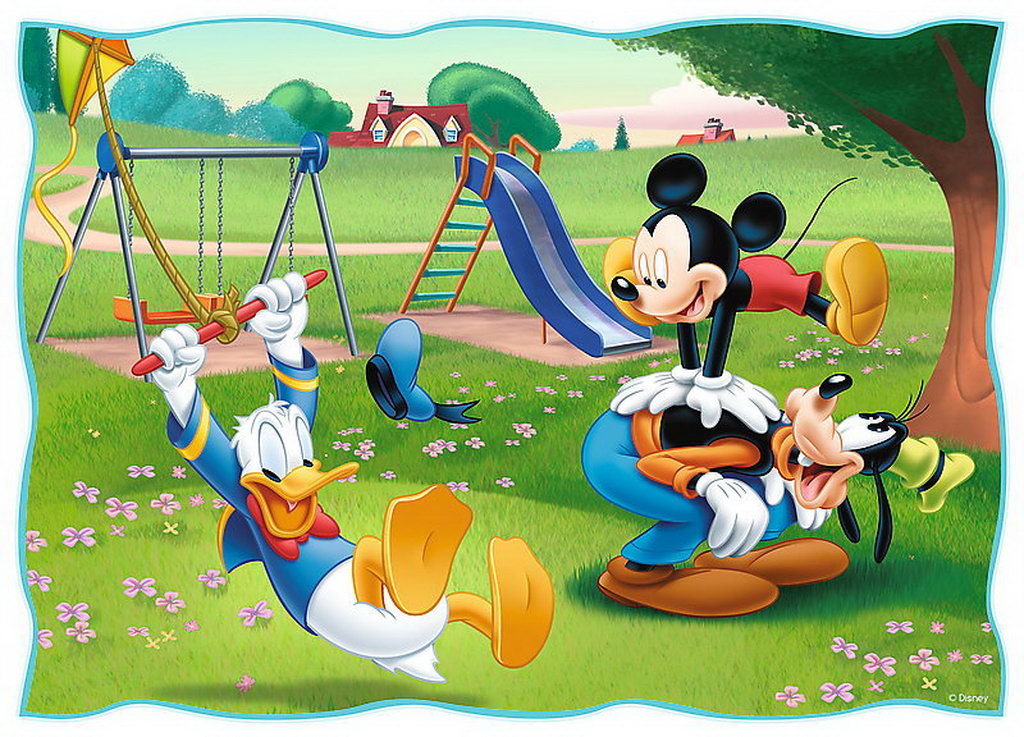 Puzzle trefl 4in1 in parc cu mickey