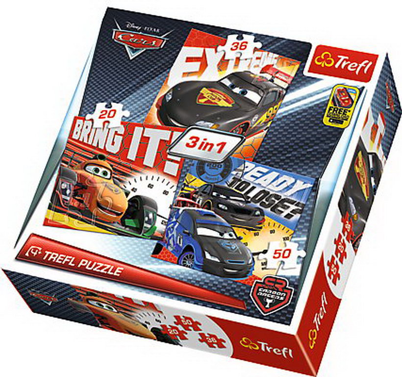 Puzzle trefl 3in1 dupa cursa cars2