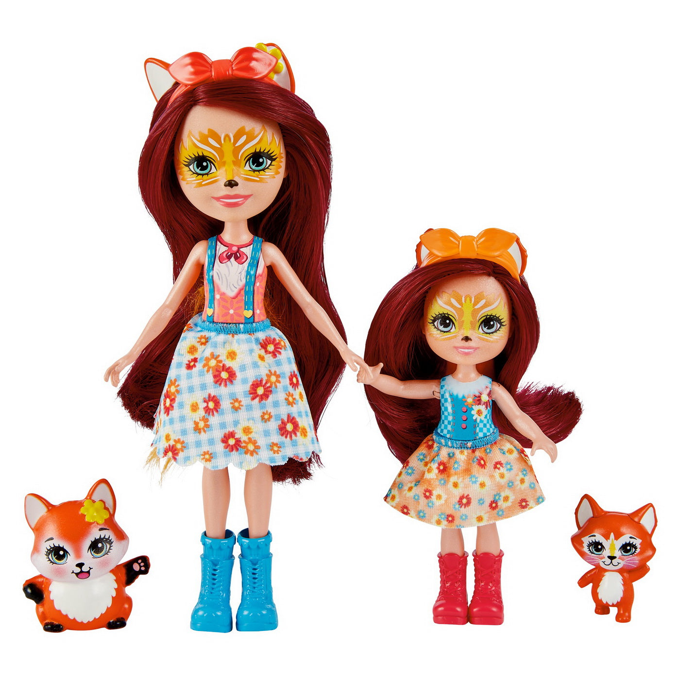 Enchantimals set papusi surori si animalutele lor  felicity fox & flick si feana fox & mixte