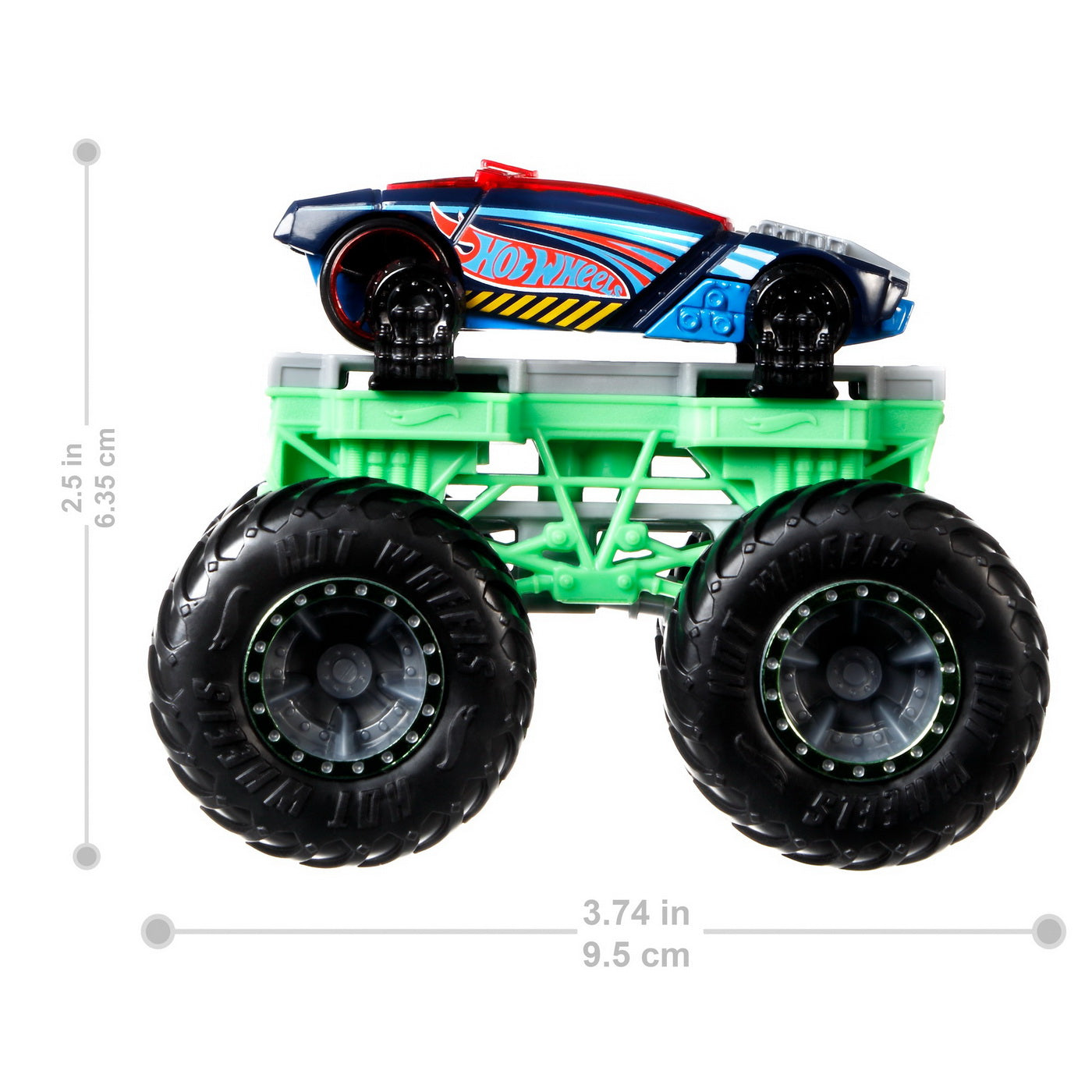 Hot wheels monster truck cu masinute gri si albastru