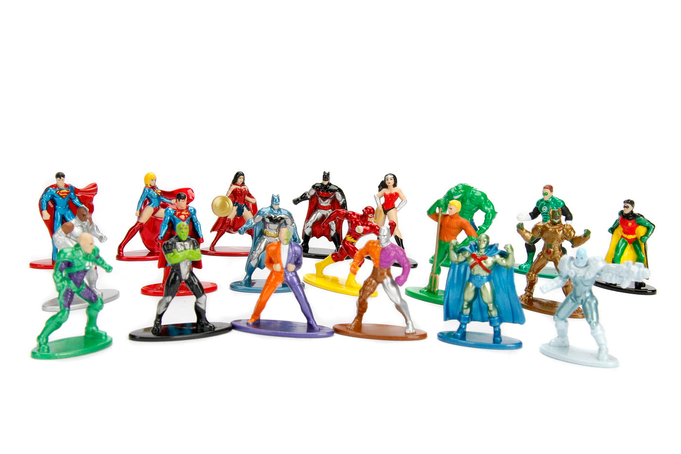 Set 20 de figurine metalice cu eroii dc si figurina flash inclusa