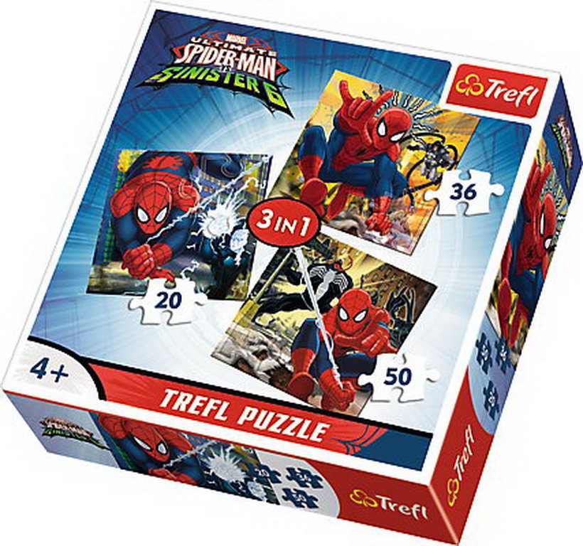 Puzzle trefl 3in1 lumea lui spiderman