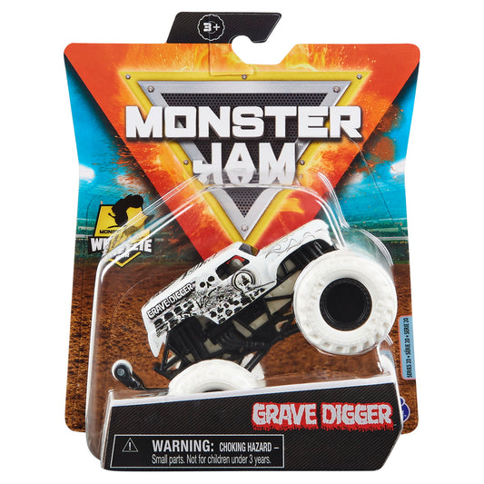 Monster jam masinuta metalica grave digger alb scara 1 la 64