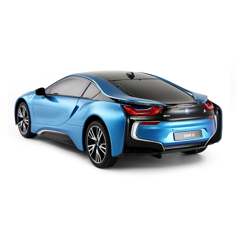 Masina cu telecomanda bmw i8 albastru cu scara 1 la 18