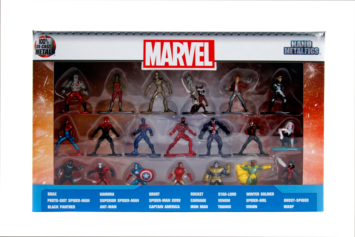 Set 20 de figurine metalice cu eroii marvel si figurina black panther inclusa