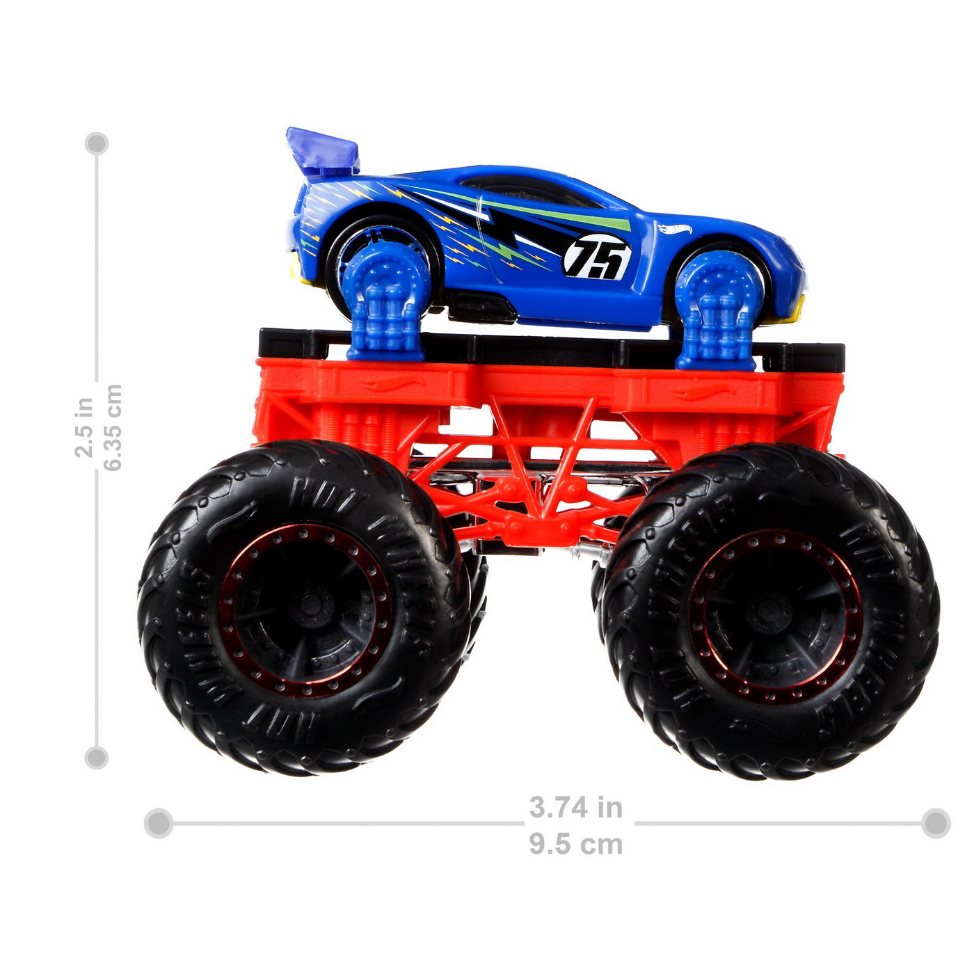 Hot wheels monster truck cu masinute galben si albastru