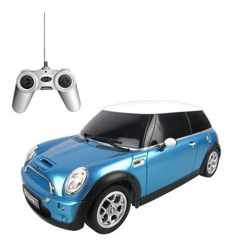 Masina cu telecomanda minicooper bleu cu scara 1 la 18