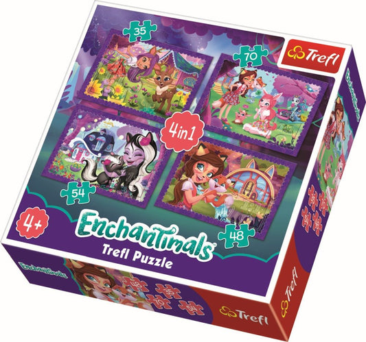 Puzzle trefl 4in1 enchantimals distractie in padure