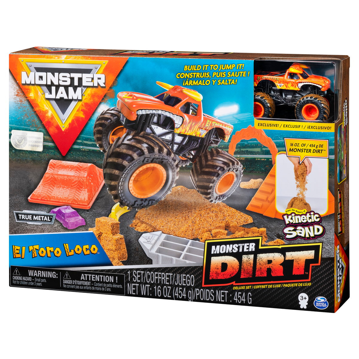 Monster jam set camioneta cu nisip si accesorii el toro loco