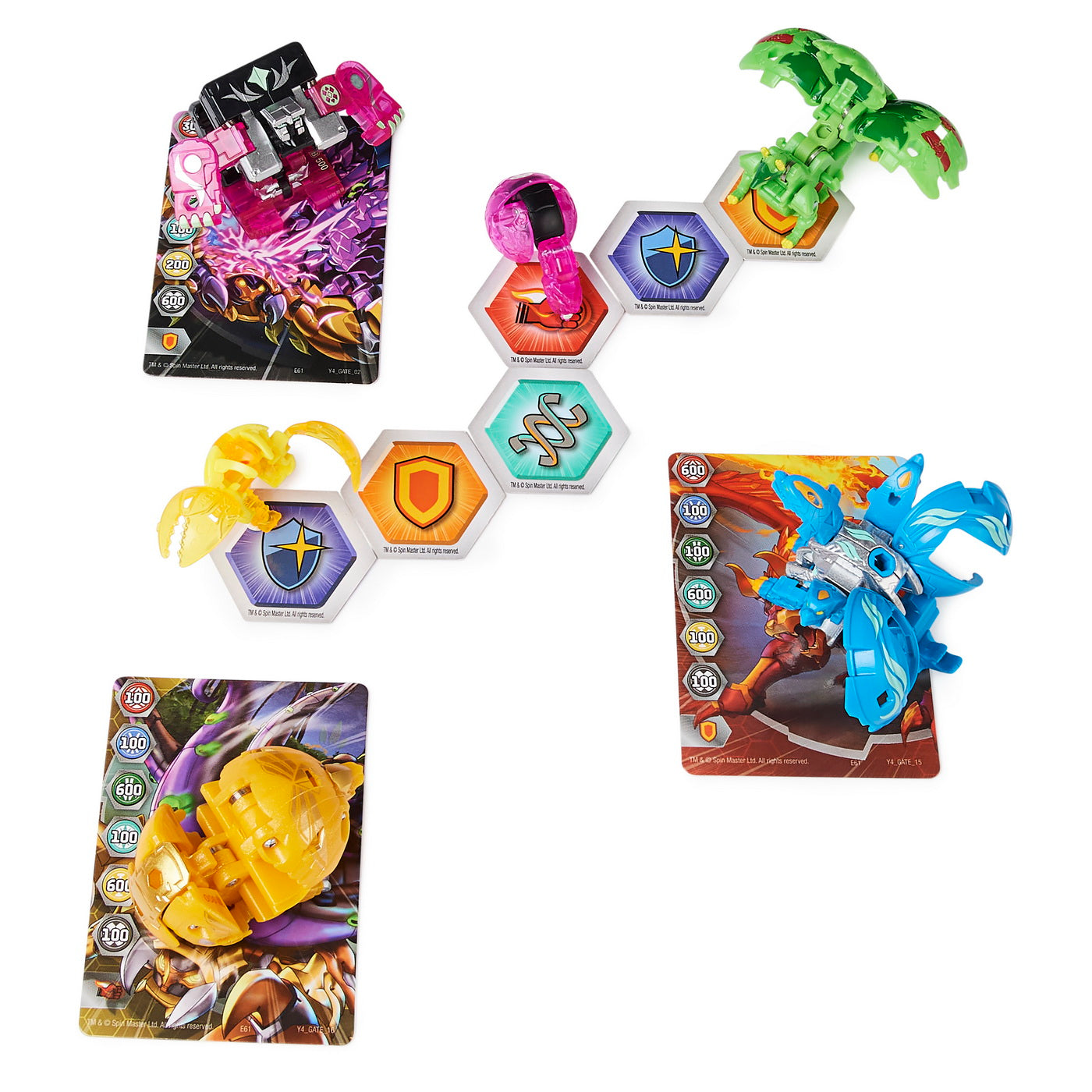 Bakugan s4 pachet starter 4 piese nillious, titan king, hydorous, blitz fox