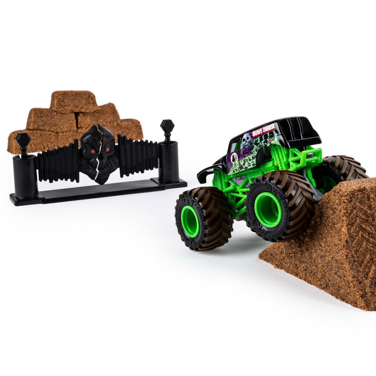 Monster jam set camioneta cu nisip si accesorii grave digger