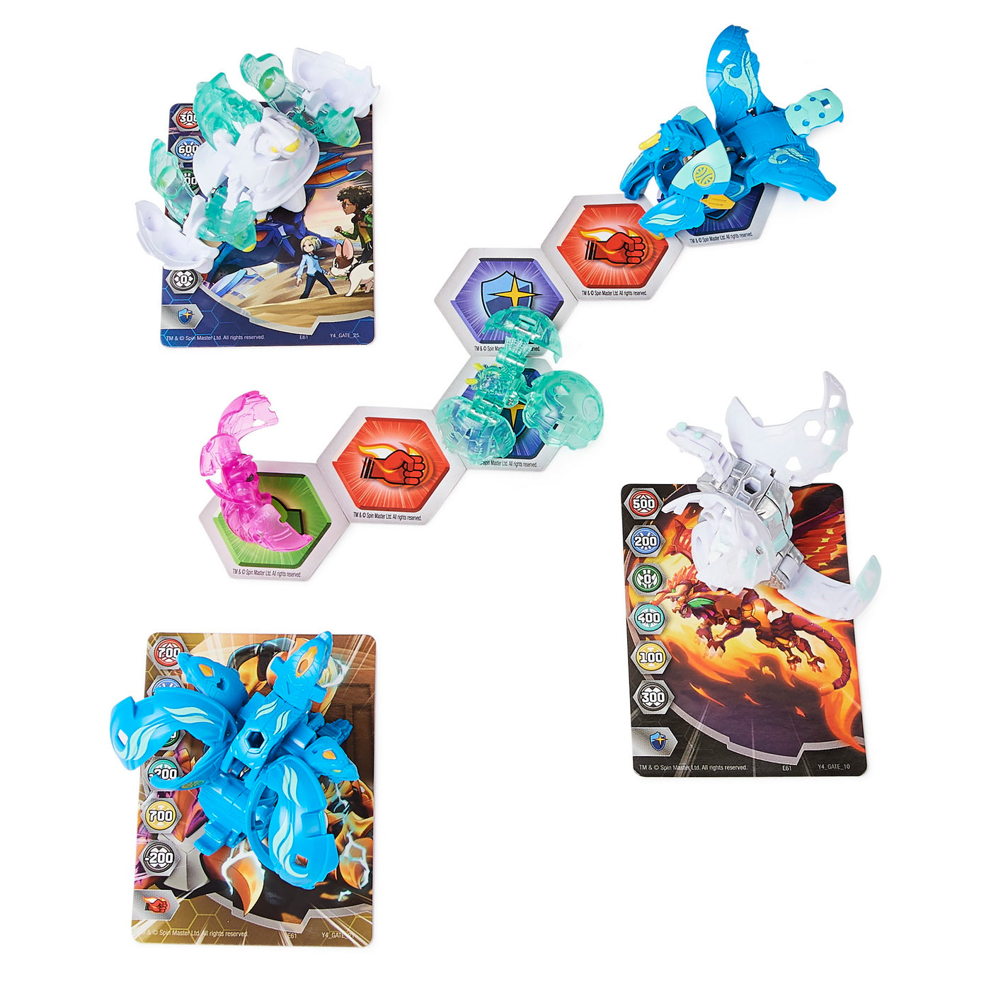 Bakugan s4 pachet starter 4 piese dragonoid, slugger, nillious si pegatrix