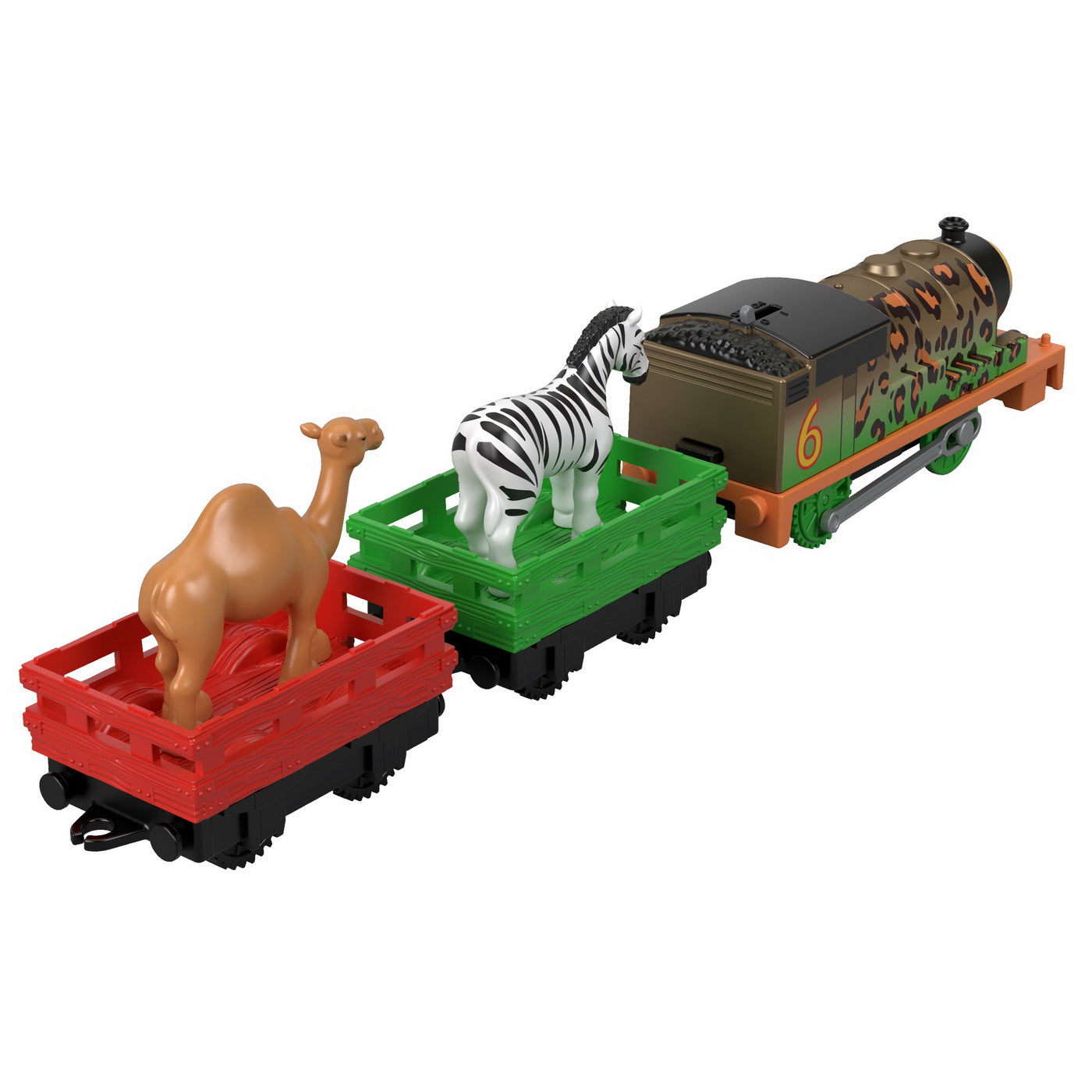 Thomas locomotiva percy animal party motorizata cu 2 vagoane