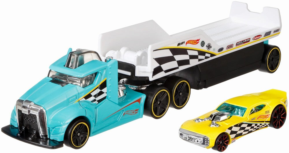 Set camion si masina sport hot wheels driving wild