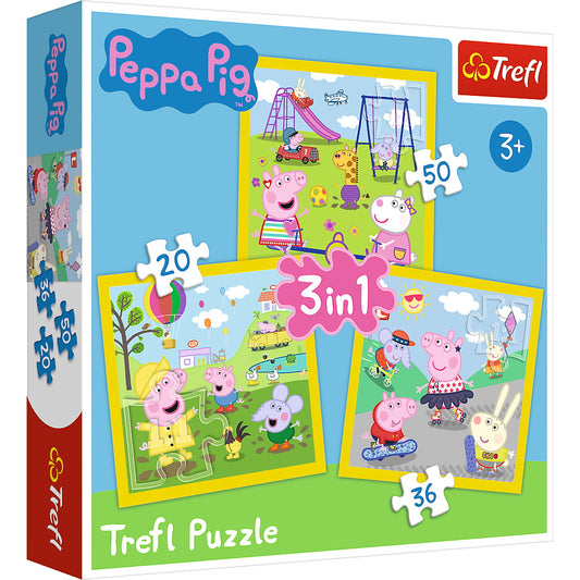 Puzzle trefl 3in1 peppa pig o zi aniversara