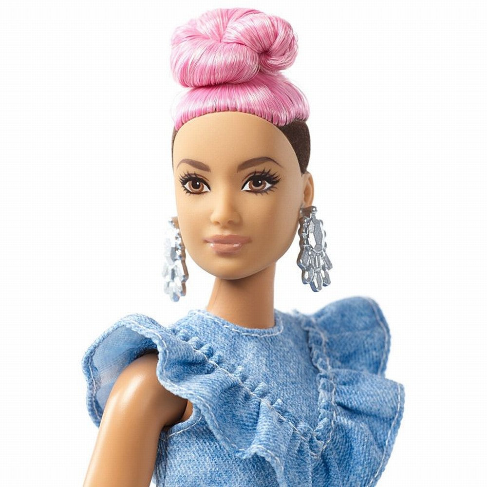 Papusa barbie fashionista cu coc roz