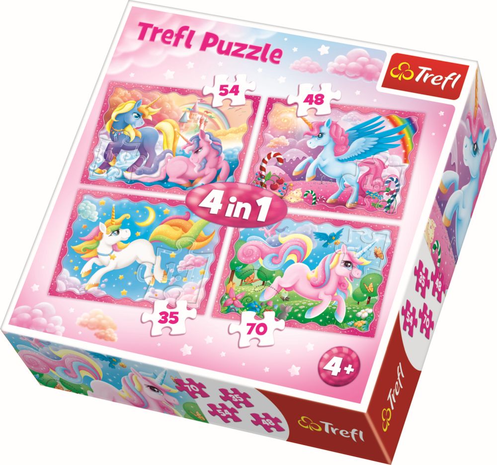 Puzzle trefl 4in1 lumea minunata a unicornilor