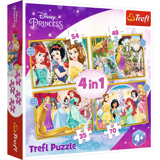 Puzzle trefl 4in1 disney princess -  ziua fericita