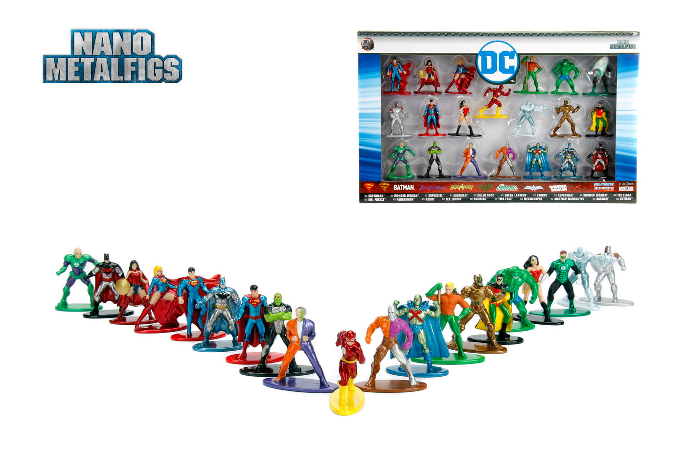 Set 20 de figurine metalice cu eroii dc si figurina flash inclusa