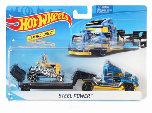 Set camion si masina sport hot wheels steel power