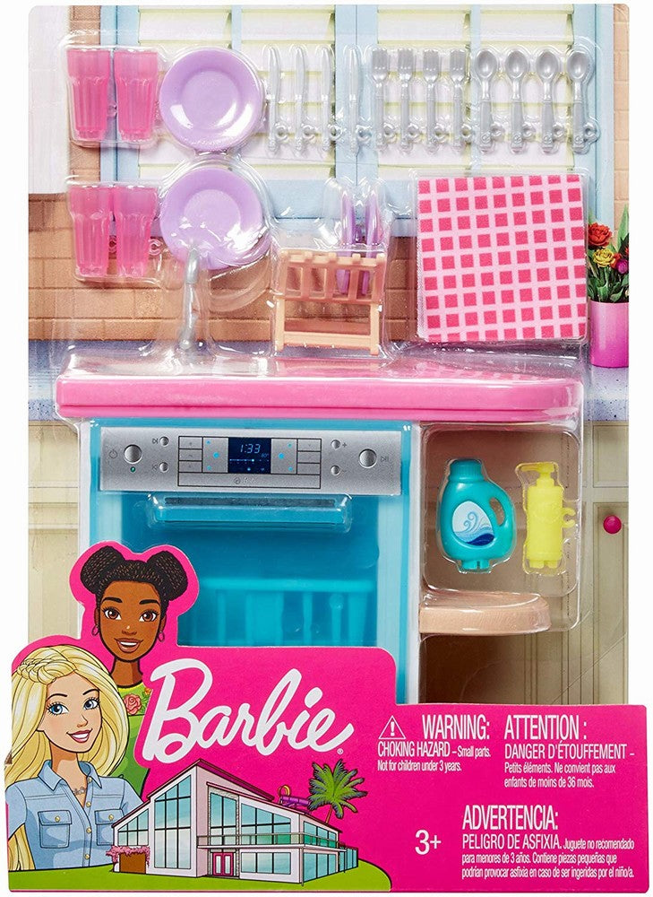 Set mobilier barbie bucatarie cu vesela