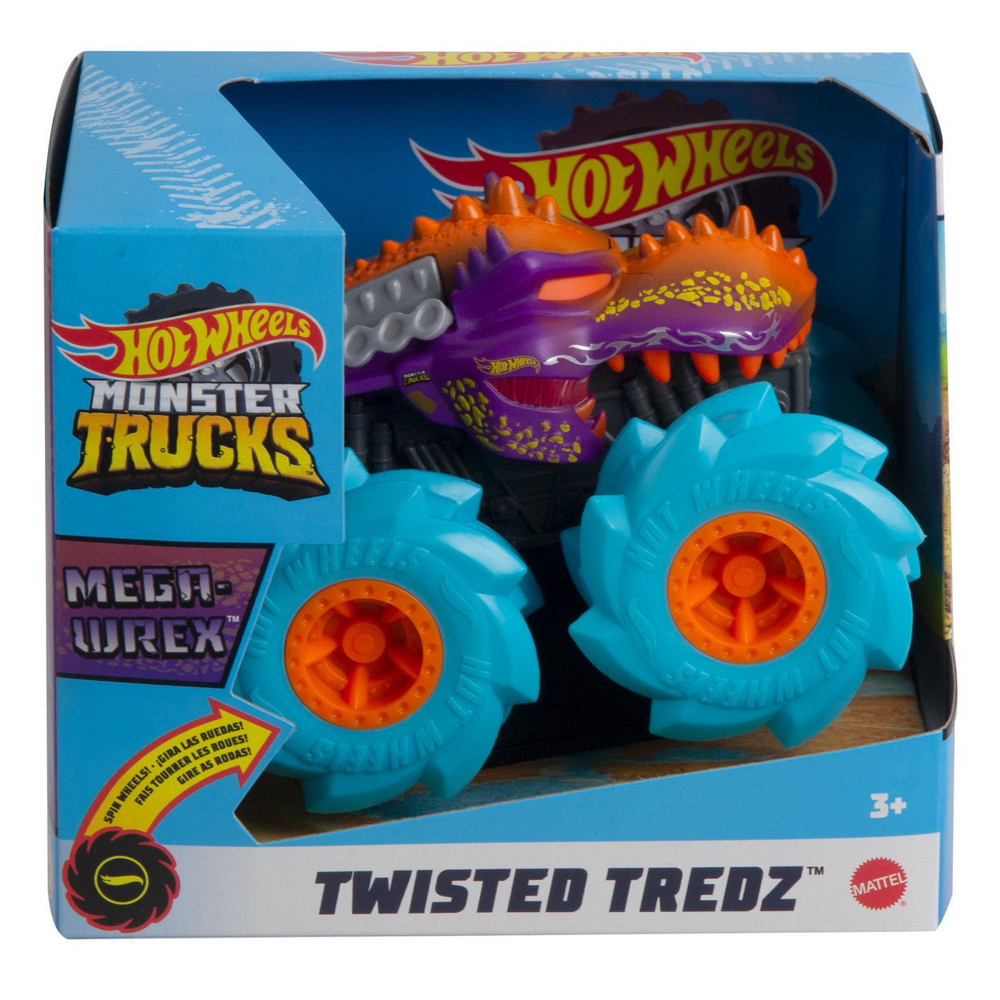 Hot wheels monster truck masinuta twister tredz mega wrex albastru scara 1:43