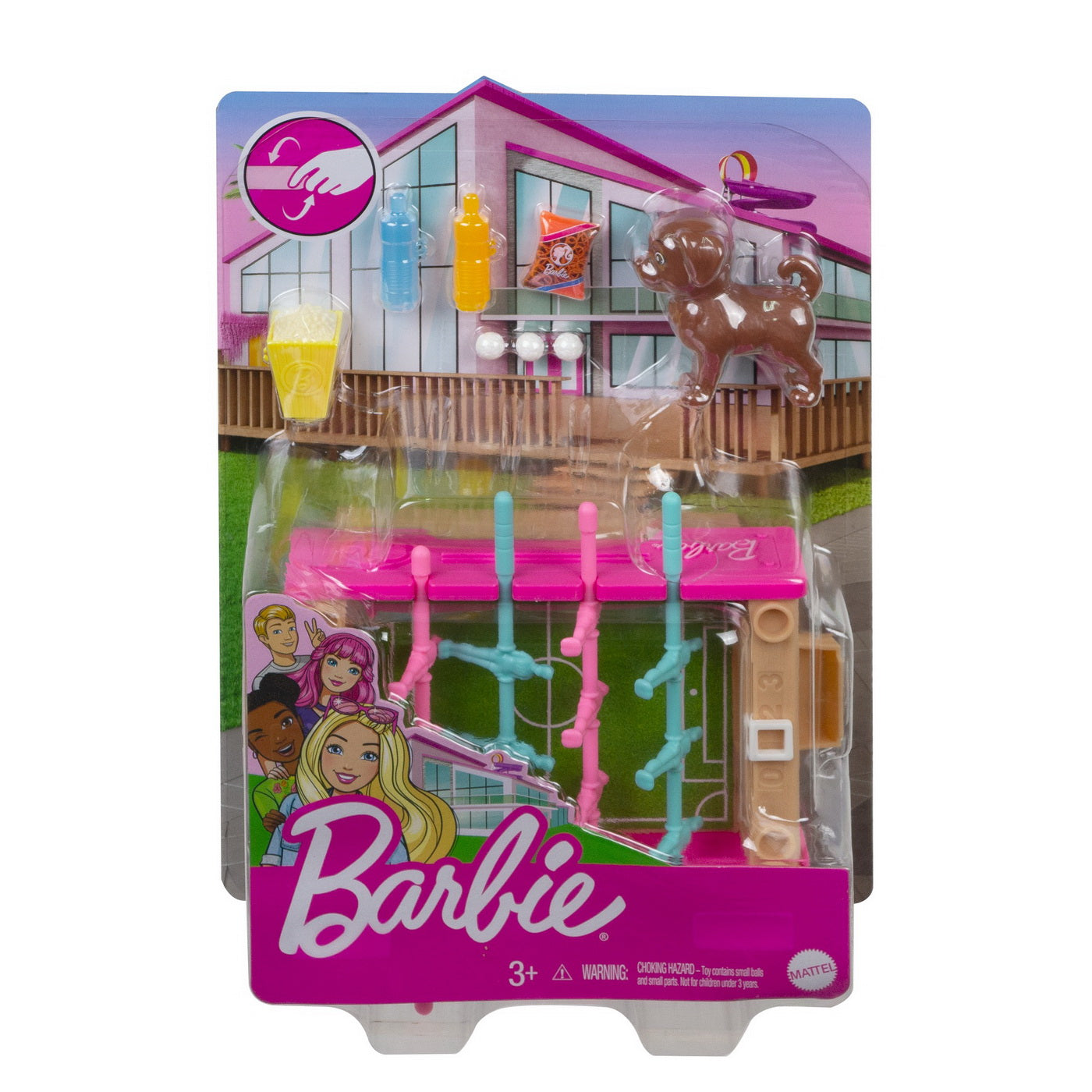 Barbie set mobilier exterior casa barbie masa de fotbal cu accesorii