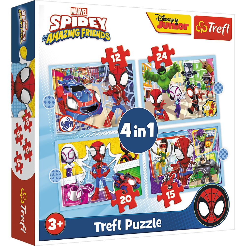 Puzzle trefl 4in1 spiday echipa spiday