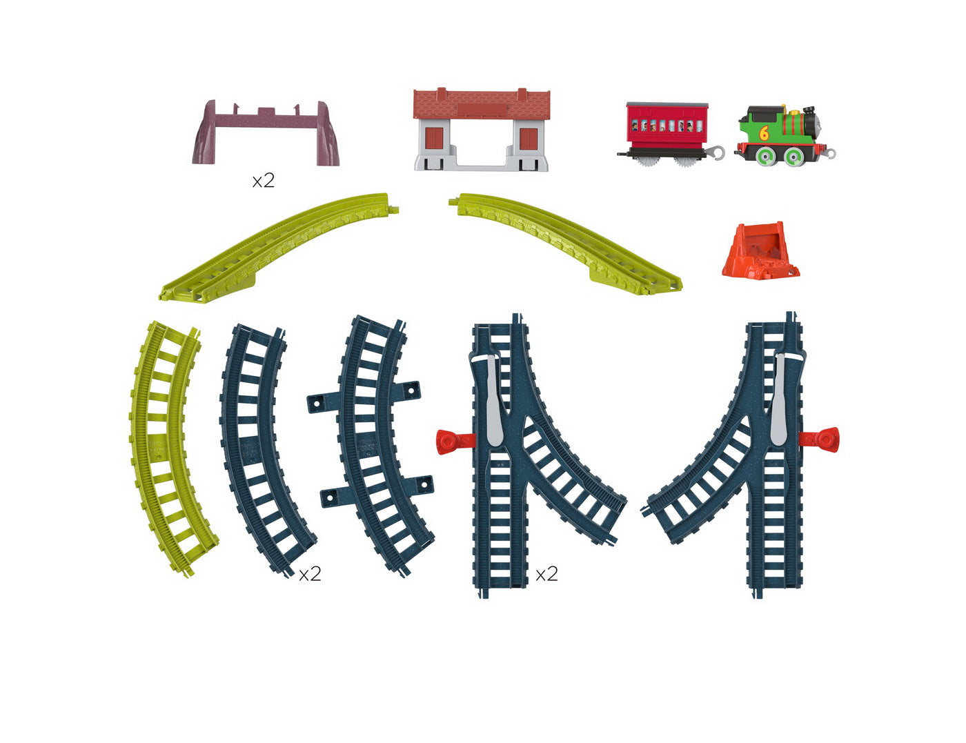 Thomas set de joaca cu locomotiva push along percy si accesorii