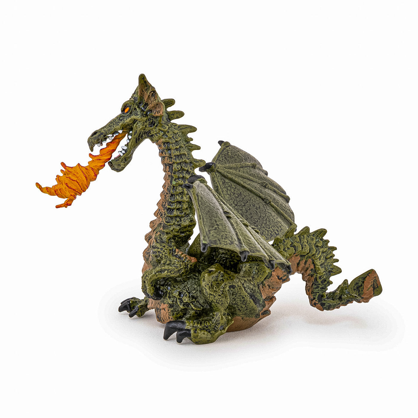 Papo figurina dragon verde inaripat cu flacara