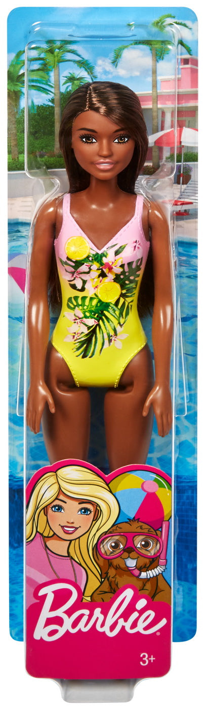 Papusa barbie creola cu costum de baie inflorat