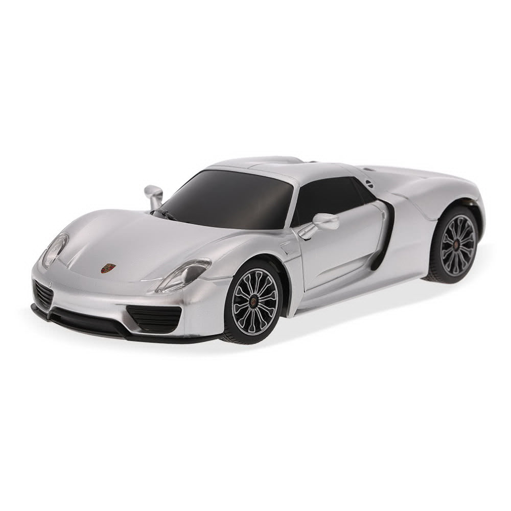 Masina cu telecomanda porsche 918 spyder argintiu cu scara 1 la 24