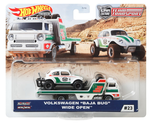 Hot wheels transportator wide open cu masinuta volkswagen baja bug scara 1:64