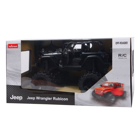 Masina cu telecomanda jeep wrangler jl negru cu scara 1 la 14