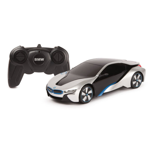 Masina cu telecomanda bmw i8 argintie scara 1 la 24